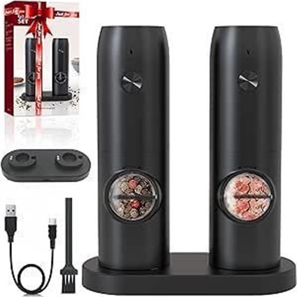 Electric Salt and Pepper Grinder Set USB Rechargeable - No Battery Need Automatic Salt & Pepper Mill