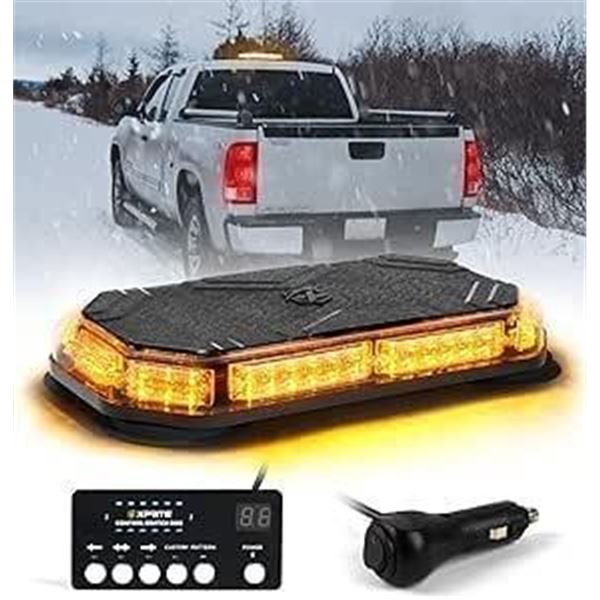 Xprite Low Profile Rooftop Strobe Beacon Lights Bar w/Control Panel, Emergency Safety Traffic Securi