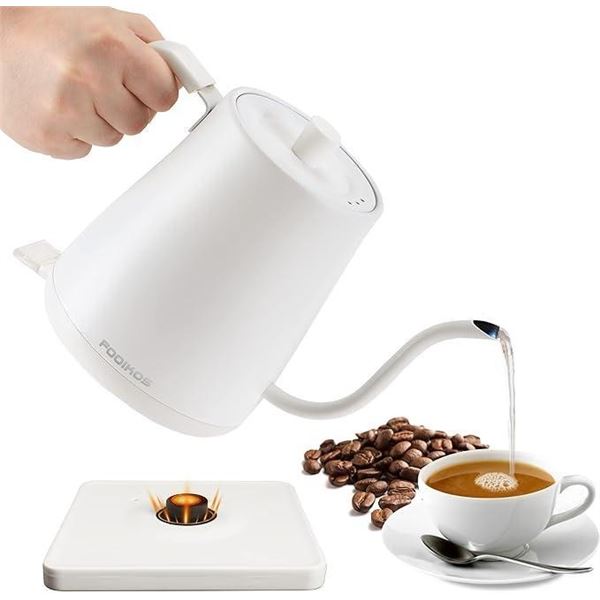 Electric Gooseneck Kettle 0.8L for Pour Over Coffee and Tea, Food Grade 304 Stainless Steel, 1000W Q