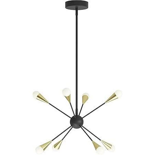 artika Wayden 21W LED Integrated Sputnik Pendant Light Fixture, Black and Gold Ideal for Dining Room