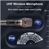 Image 1 : ALPOWL Wireless Microphone, UHF Metal Dynamic Microphone System with Rechargeable Receiver, 50H Dura