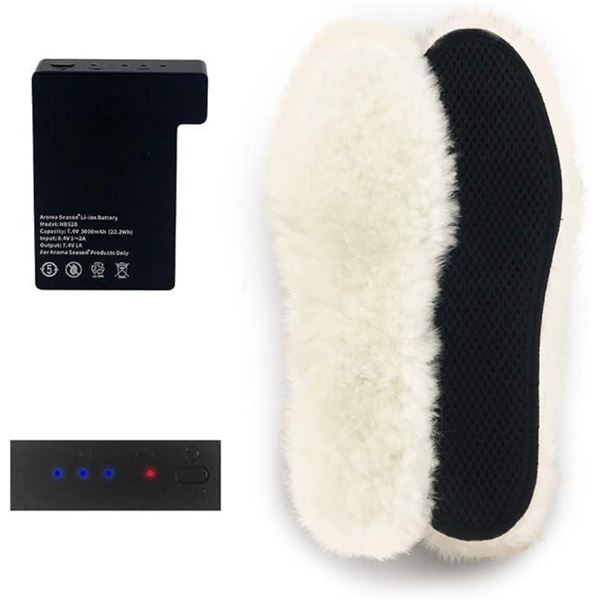 Wool Heated Insoles for Winter, Rechargeable Foot Warmer for Men Women, Hiking Skiing Fishing Huntin