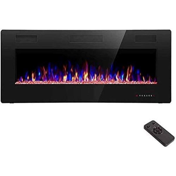 42 in. Wall Mounted Electric Fireplace, Remote Control