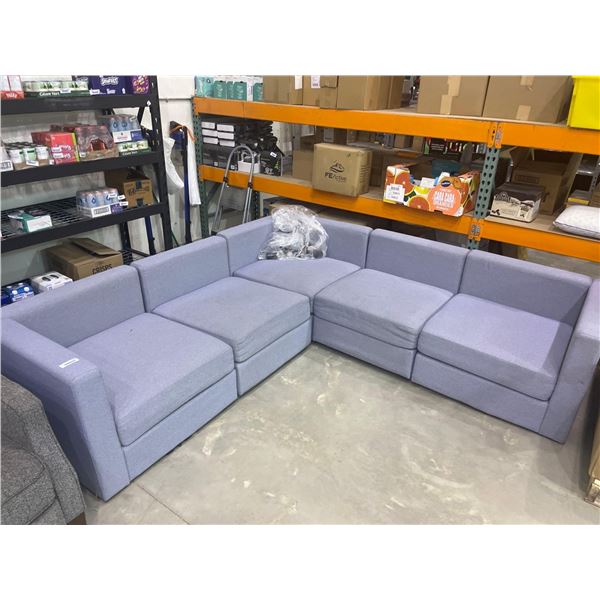 5 Piece Sectional Couch with Legs (Light Blue)