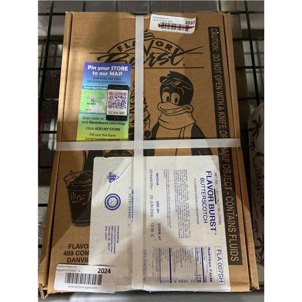 CASE LOT- Flavor Burst Butterscotch Flavoured Syrup Concentrate 1 Gallon (3.785 L)