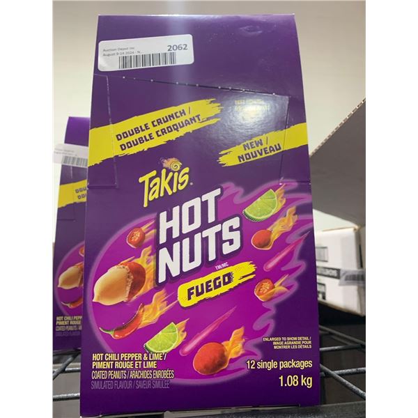 CASE LOT- Takis Double Crunch Hot Nuts Fuego 12 single pks