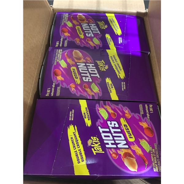 CASE LOT- 3 Boxes of Takis Double Crunch Hot Nuts Fuego  (36 Single Packs Total)
