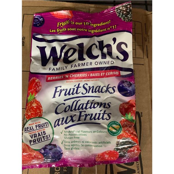 CASE LOT- Welch's Real Fruit Berries 'n Cherries Fruit Snacks 12 x 140g