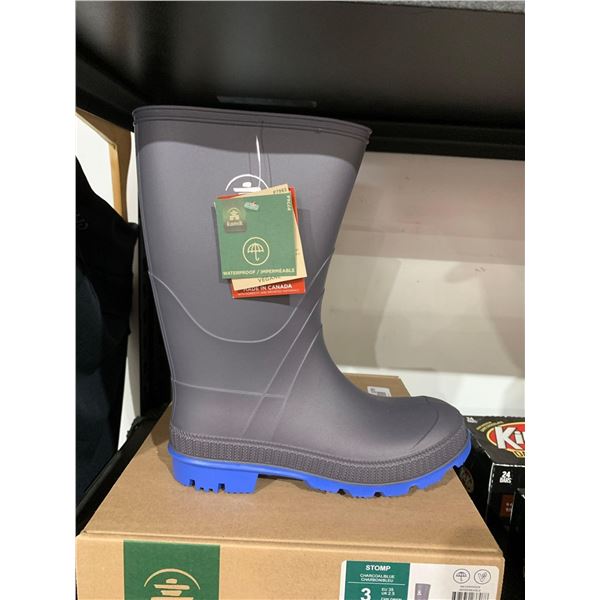 Kamik Waterproof Rubber Boots Stomp Charcoal Blue Size 3