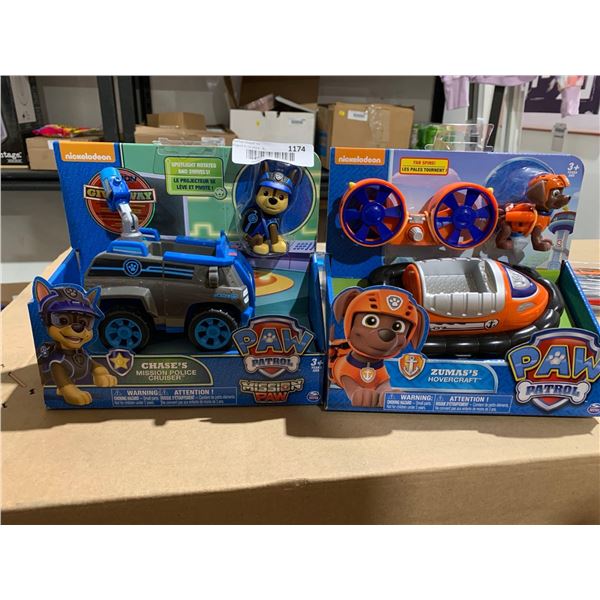 Lot of 2 Paw Patrol AToys Chase's Mission Police Cruiser & Zumas's Hovercraft
