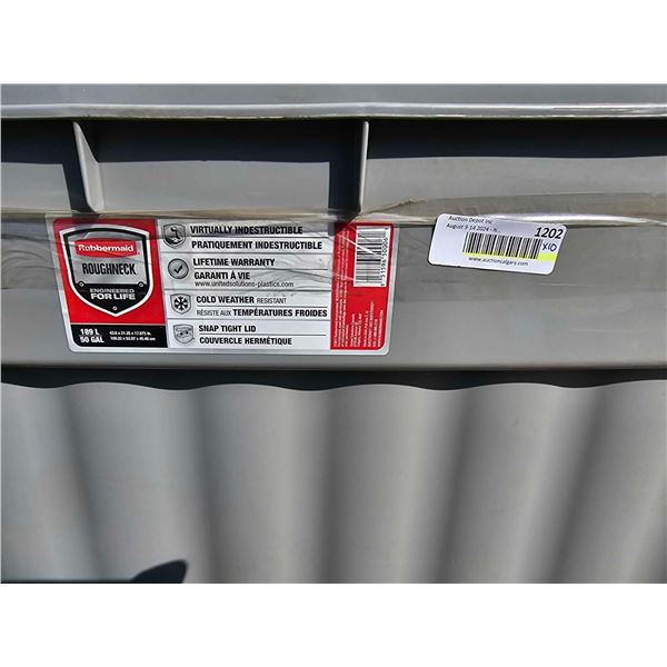 Lot of 10 Rubbermaid Roughneck 50 Gal Totes - NO LIDS
