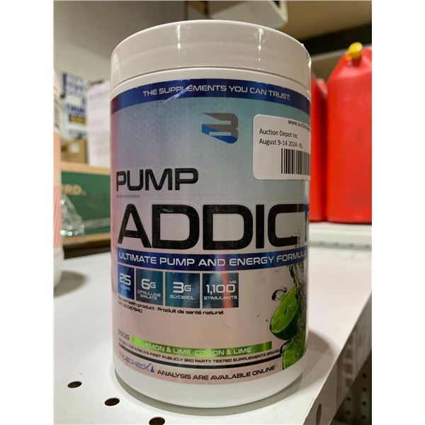 Pump Addict Pump & Energy Formula 550g Lemon & Lime Drink Mix
