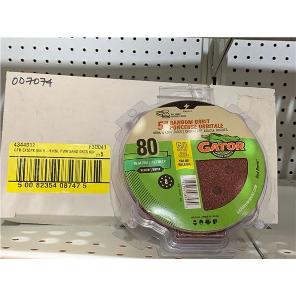 GATOR 5" Random Orbit Hook & Loop Discs 80 Medium 50 Discs Lot of 5 Packs