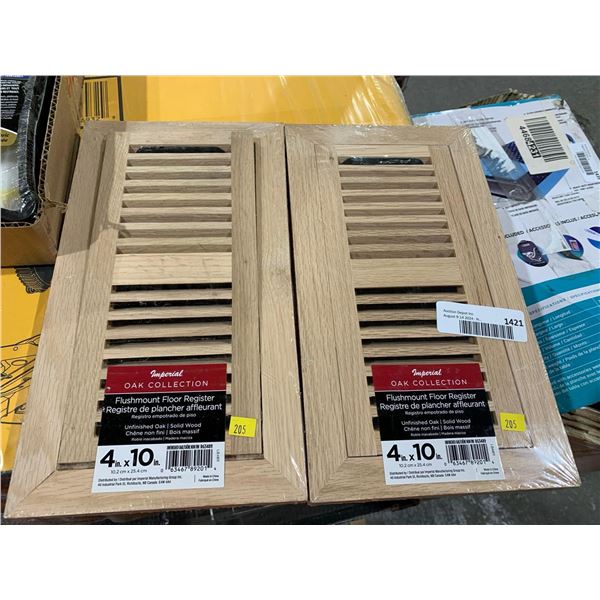 Imperial Oak Collection Flushmount Floor Register Unfinished X's 2