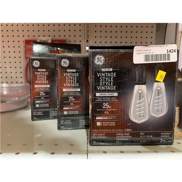 GE LED Vintage Style Smoke Cool Modern Light 25w 2 Per Box Lot of 3 Boxes