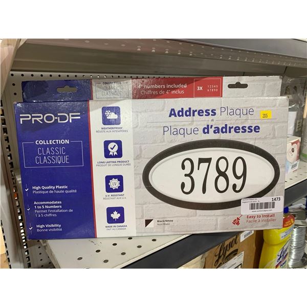 Pro-DF Address Plaque Black / White