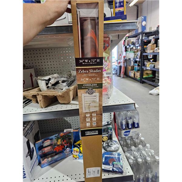 Zebra Shades Cordless 34x72" Window Blinds - Grey