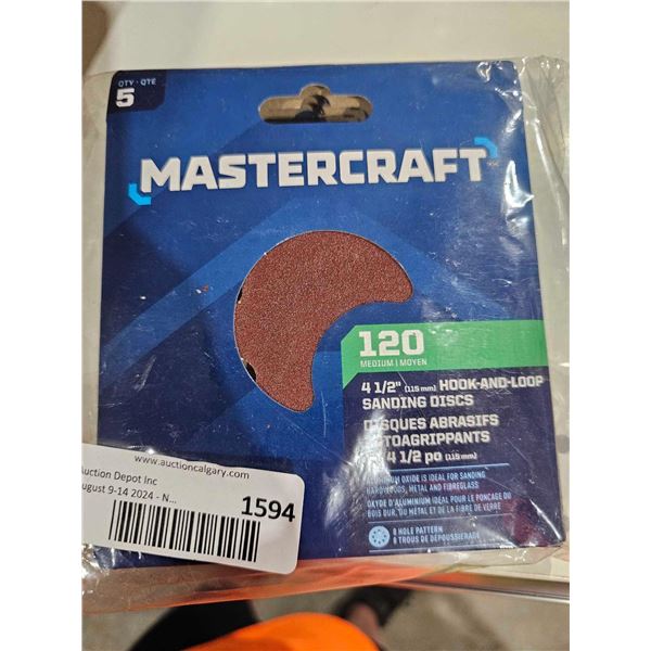 Mastercraft  120 Medium Grit 4-1/2" Hook & Loop Sand paper  5x 5 pc packs