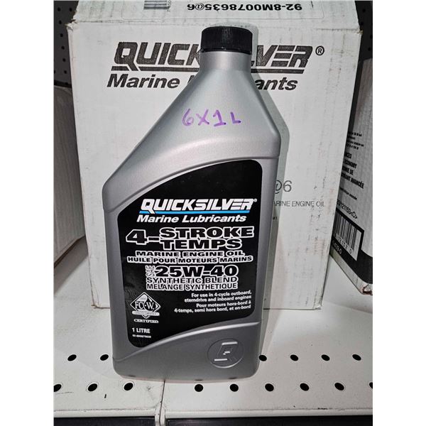 Quicksilver Marine Lubricants 4-Stroke SAE 25W-40 Synthetic Blend Boat Motor Oil 6x1L