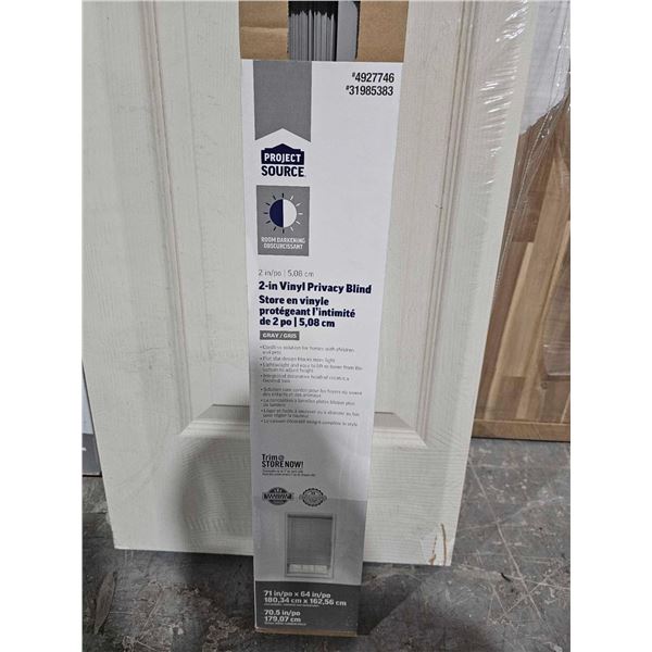 Project Source 2" Vinyl Privacy Blind - Grey 71"x64"