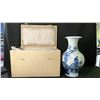 Image 1 : LARGE CHINESE BLUE AND WHITE VASE WITH CASE APPROX 16"