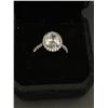 Image 2 : PLATINUM PLATED 4.0CT CUBIC ZIRCONIA OVAL HALO RING - SIZE 6