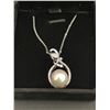 Image 2 : PLATINUM PLATED CULTURED PEARL NECKLACE - ADJUSTABLE CHAIN 16" TO 18" LONG
