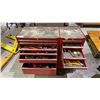 Image 1 : 14 DRAWER PORTABLE TOOLBOX WITH ASSORTED TOOL CONTENTS INCLUDING; CLAMPS, SCREWDRIVERS, RATCHET