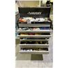 Image 1 : HUSKY 10 DRAWER PORTABLE TOOLBOX WITH ASSORTED TOOL CONTENTS INCLUDING; HEAT GUN, HAMMERS, BAR