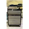 Image 2 : HUSKY 10 DRAWER PORTABLE TOOLBOX WITH ASSORTED TOOL CONTENTS INCLUDING; HEAT GUN, HAMMERS, BAR
