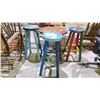 Image 1 : ANTIQUE TABLE & 3 ANTIQUE PAINTED STOOLS