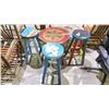 Image 2 : ANTIQUE TABLE & 3 ANTIQUE PAINTED STOOLS