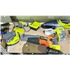 Image 2 : SHELF OF ASSORTED CORDLESS TOOLS INCLUDING; RYOBI ONE+ DRILL, DEWALT DRILL, RIDGID RECIPROCATING