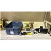 Image 1 : LOT OF ASSORTED TOOLS RYOBI CORDLESS DRILL WITH BATTERIES, RIDGID CORDLESS DRILL WITH BATTERY, DUCT
