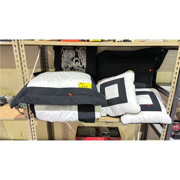 SHELF OF ASSORTED CUSHIONS