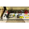 Image 2 : SHELF OF ASSORTED TOOLS INCLUDING; PEX CRIMPER, STAPLE GUN, HEAT GUN & MORE