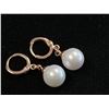 Image 2 : ROSE GOLD PLATED 10.0MM SYNTHETIC PEARLS DANGLE EARRINGS