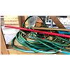 Image 2 : SHELF OF ASSORTED ITEMS INCLUDING; GARDEN HOSE, KID'S SHOVEL, BRANCH CUTTER & MORE