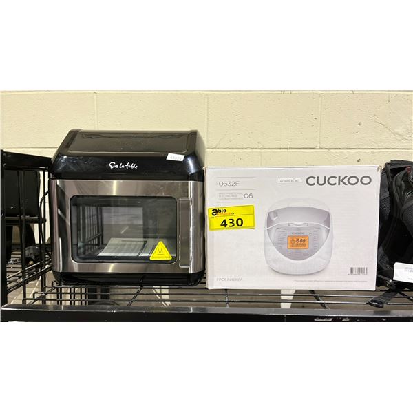 SUR LA TABLE AIR FRYER & CUCKOO RICE COOKER (UNKNOWN WORKING CONDITION, MAY BE MISSING PIECES)