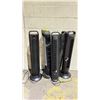 Image 1 : LOT OF 5 ASSORTED TOWER FANS (UNKNOWN WORKING CONDITION, MAY BE MISSING PIECES)