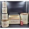 Image 1 : Vintage  Garbage Can Bread Box and Kitchen Cannisters