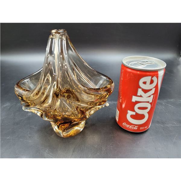 Vintage Art Glass Handled Bowl