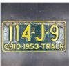 Image 1 : 1953 Ohio License Plate