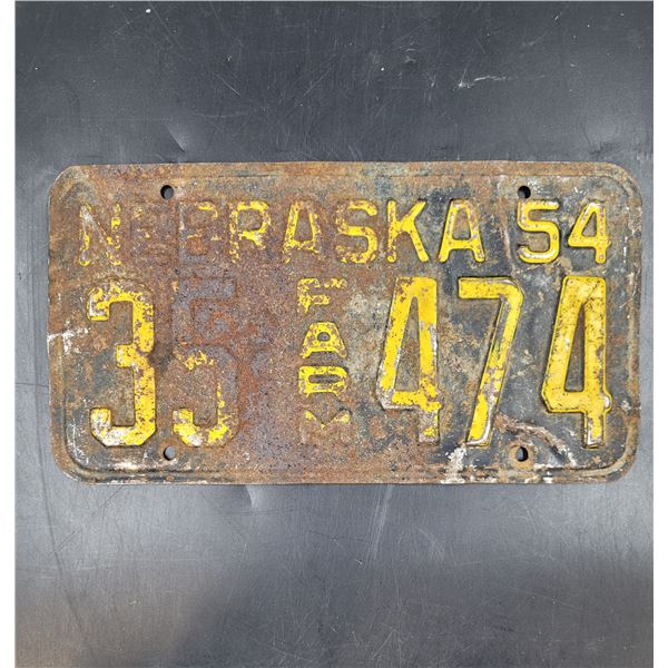 1954 Nebraska License Plate
