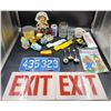 Image 1 : Vintage Collectibles, License Plate, and Exit Signs