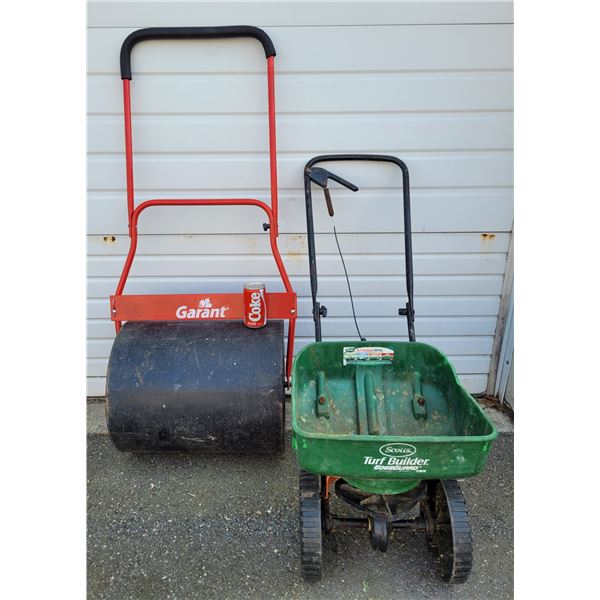 Garant Lawn Roller and a Scotts Seeder