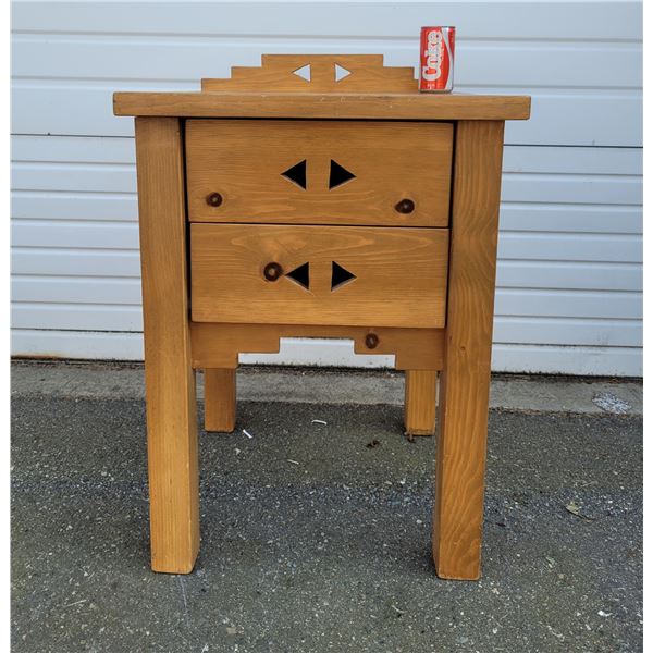 Vintage Pine Arts and Crafts Drawered Side Table