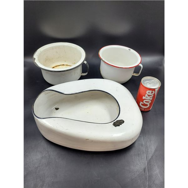 Vintage Enamel Bed Pans