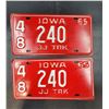 Image 1 : Set of 1965 Iowa License Plate Pair
