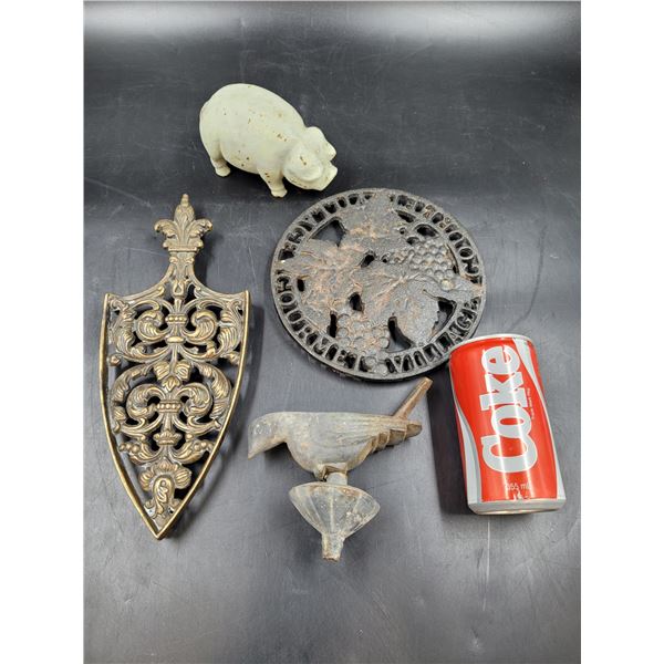 Cast Iron Trivet and Animal Lot
